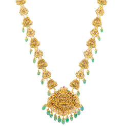 22K Yellow Gold & Multi-Stone Temple Necklace (103.3gm)