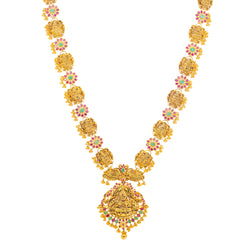 22K Yellow Gold & Multi-Stone Temple Necklace (83.9gm)