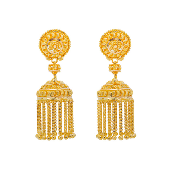 22K Yellow Gold Jhumki Jewelry Set (80.5gm) | 


These 22k gold jhumki earrings and necklace set will be a unique and stylish addition to your ...