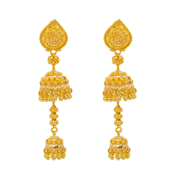 22K Yellow Gold Jhumki Jewelry Set (80.5gm) | 


This 22k gold jhumki earring and necklace set  uses beaded details to add an elegant and ladyl...