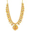 22K Yellow Gold Guttapusalu Necklace and Chandbali Earrings Set W/ Emeralds, Pearls, CZ , Rubies & Chandelier Pendant - Virani Jewelers