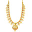 22K Yellow Gold Antique Guttapusalu Necklace and Earrings Set W/ Emeralds, Pearls, CZ, Rubies & Round Pendant - Virani Jewelers