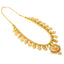 22K Yellow Gold Antique Guttapusalu Necklace and Earrings Set W/ Emeralds, Pearls, CZ, Rubies & Round Pendant - Virani Jewelers