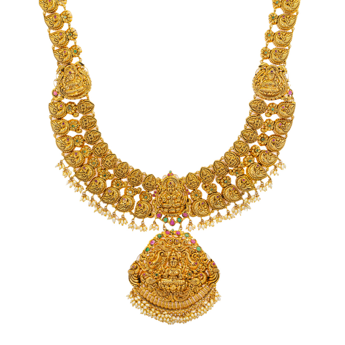 Temple design necklace sets with price discount
