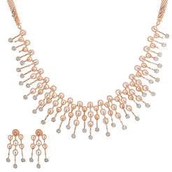 18K Rose Gold Necklace Set w/ 3.13ct Diamonds (59.4gm)