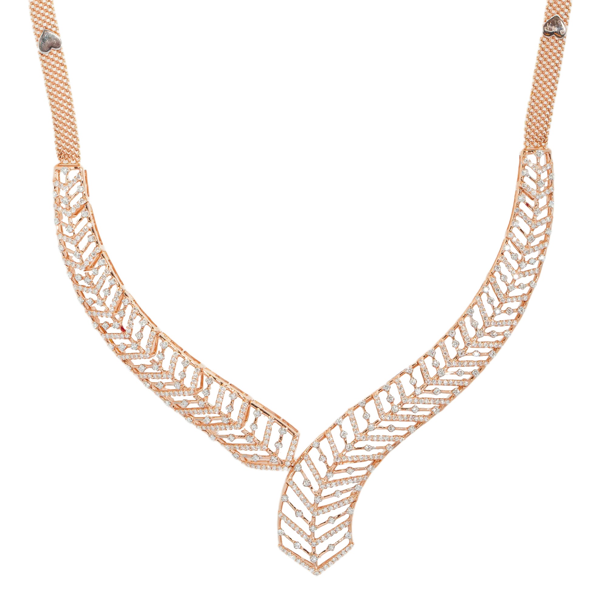 Virani Jewelers 18K Rose Gold Necklace Set w 3.88Ct Diamonds 37.5gm