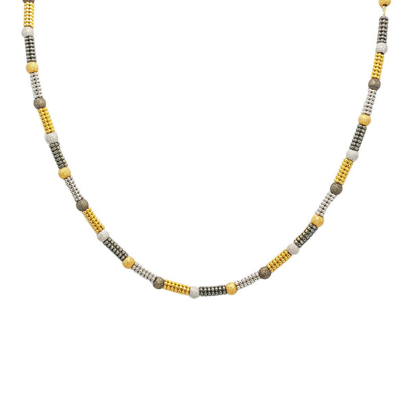 22K Multi Tone Gold Chain W/ Rounded Bead Chain & Glass Blast Bead Accents - Virani Jewelers |  22K Multi Tone Gold Chain W/ Rounded Bead Chain & Glass Blast Bead Accents for women. This u...