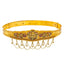 22K Yellow Gold Kids Vaddanam Waist Belt W/ Ruby, Emerald, CZ Gems & Branching Flowers Laxmi Pendants - Virani Jewelers