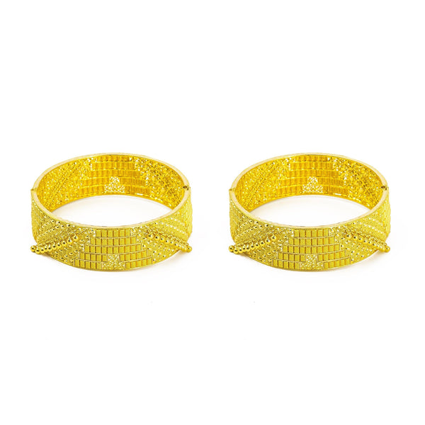 22K Yellow Gold 2 Piece Bangles W/ Screw - Virani Jewelers | Gold Bangle Bracelet with Screw Diameter 2.6 inches. Bangle width 19 mm.