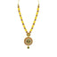 22K Yellow Gold Necklace & Jhumki Earrings Set W/ CZ, Ruby, Emerald, Ornate Laxmi Pendant & Floral Accent Chain - Virani Jewelers