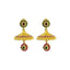 22K Yellow Gold Necklace & Jhumki Earrings Set W/ CZ, Ruby, Emerald, Ornate Laxmi Pendant & Floral Accent Chain - Virani Jewelers
