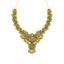 22K Yellow Gold Antique Temple Necklace W/ Ruby, Emerald & Laxmi Pendant on Carved Peacock Strand - Virani Jewelers