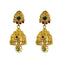 22K Yellow Gold Jhumki Drop Earrings W/ Ruby, Emerald, CZ & Flower Details - Virani Jewelers