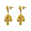 22K Yellow Gold Jhumki Drop Earrings W/ Ruby, Emerald, CZ & Flower Details - Virani Jewelers