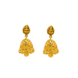 22K Yellow Gold Antique Necklace & Jhumki Earrings Set W/ Laxmi Pendant & Split Chain - Virani Jewelers | Make an undeniably bold statement with this stunning 22K yellow gold antique Temple necklace and ...