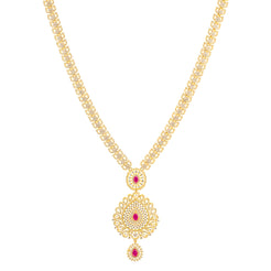 22K Yellow Gold, Ruby, & CZ Necklace (83.7gm)