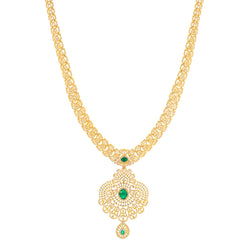22K Yellow Gold, Emerald, & CZ Necklace (104.3gm)