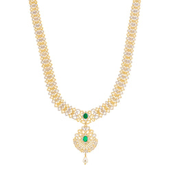 22K Yellow Gold, Emerald, & CZ Necklace (91.5gm)