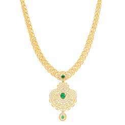 22K Yellow Gold, Emerald & CZ Necklace (104.4gm)
