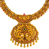 22K Yellow Gold, Emerald & Ruby Temple Jewelry Set (84.8gm) | 


The engraved artwork used to create this luxurious 22k Indian gold necklace and matching gold ...