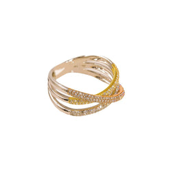 14K Multi Tone Diamond Ring W/ VS Diamonds & Cross Over Pattern - Virani Jewelers