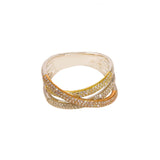 14K Multi Tone Diamond Ring W/ VS Diamonds & Cross Over Pattern - Virani Jewelers | 14K Multi Tone Diamond Ring W/ VS Diamonds & Cross Over Pattern for women. This elegant ring ...