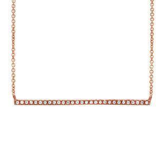 0.08ct 14k Rose Gold Diamond Bar Necklace - Virani Jewelers | This is a 14K rose gold diamond bar necklace. It measures 0.05