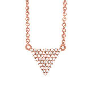 0.13ct 14k Rose Gold Diamond Pave Triangle Necklace - Virani Jewelers | 14K Rose Gold Diamond Pave Triangle Necklace. This triangle necklace pendant is paved with 0.13ct...