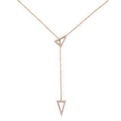 0.17ct 14k Rose Gold Diamond Triangle Lariat Necklace - Virani Jewelers