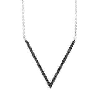 0.12ct 14k White Gold Black Diamond Pendant - Virani Jewelers | 14K White Gold and Black Diamond V-Shaped Necklace. Dimensions for the pendant are 0.75