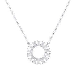 0.26ct 14k White Gold Diamond Circle Baguette Pendant - Virani Jewelers