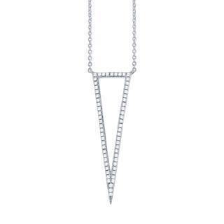 0.20ct 14k White Gold Diamond Triangle Necklace - Virani Jewelers | 14K White Gold Diamond Triangle Necklace. This white gold triangle necklace has 0.20ct diamonds a...