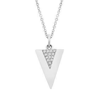 0.03ct 14k White Gold Diamond Triangle Pendant - Virani Jewelers | This is a 14K white gold and 0.03ct diamond triangle pendant. The dimensions for the pendant are ...