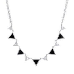 0.26ct Diamond & 1.00ct Onyx 14k White Gold Triangle Necklace - Virani Jewelers