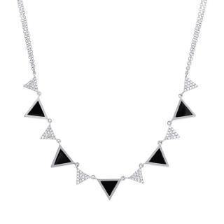 0.26ct Diamond & 1.00ct Onyx 14k White Gold Triangle Necklace - Virani Jewelers | 0.26ct Diamond & 1.00ct Onyx 14k White Gold Triangle Necklace. 0.30