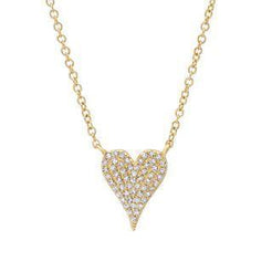 0.11ct 14k Yellow Gold Diamond Pave Heart Necklace - Virani Jewelers