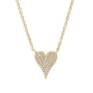 0.11ct 14k Yellow Gold Diamond Pave Heart Necklace - Virani Jewelers | This is a 14K yellow gold diamond pave heart necklace. It measures 0.45