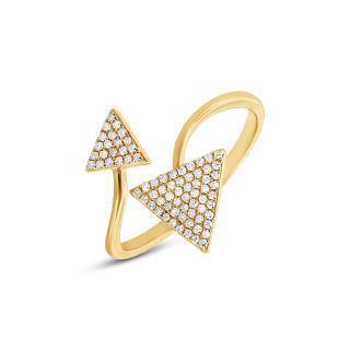 0.21ct 14k Yellow Gold Diamond Triangle Lady's Ring - Virani Jewelers | 14K Yellow Gold Diamond Triangle Ring. This lady’s gold triangle ring features 0.21ct diamonds. 
...