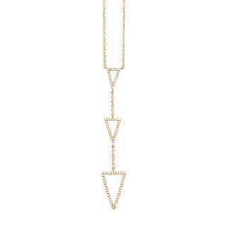 0.20ct 14k Yellow Gold Diamond Triangle Lariat Necklace - Virani Jewelers | 14K Yellow Gold Diamond Triangle Lariat Necklace. This triangle lariat necklace features 0.20ct d...