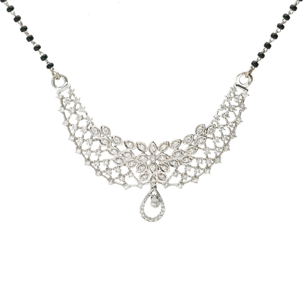 18K White Gold & Diamond Oishi Mangalsutra Necklace - Virani Jewelers | Symbolize your new union with this beautiful mangalsutra necklace! The modern design and elegant ...