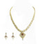 18K Multi Tone Gold Diamond Earring & Necklace Set W/ VVS Diamonds & Changeable Ruby & Emerald on Heart Charm Chain - Virani Jewelers