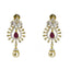 18K Multi Tone Gold Diamond Earrings & Necklace Set W/ VVS Diamonds, Rubies, South Sea Pearl & Pear Shaped Pendant - Virani Jewelers