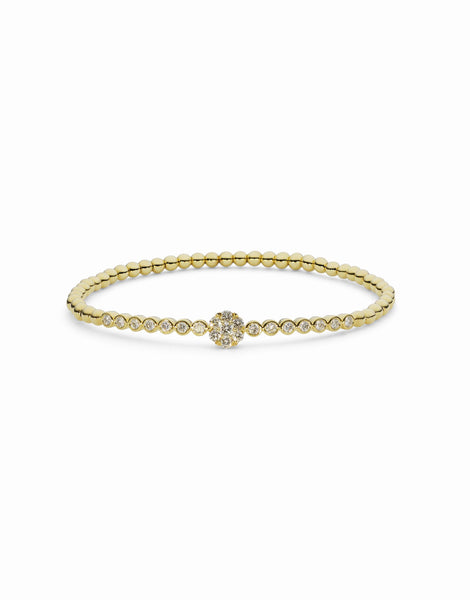 18K Yellow Gold Diamond Bangle W/ 0.76ct Diamonds - Virani Jewelers | Indulge in the guilt-free exploration of precious diamonds and gold of this exquisite women’s 18K...