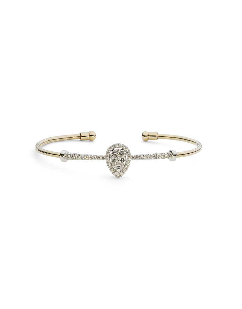 18K Yellow Gold Diamond Bangle W/ 0.8ct Diamonds & Crossover Band - Virani Jewelers | Indulge in the guilt-free exploration of precious diamonds and gold of this exquisite women’s 18K...