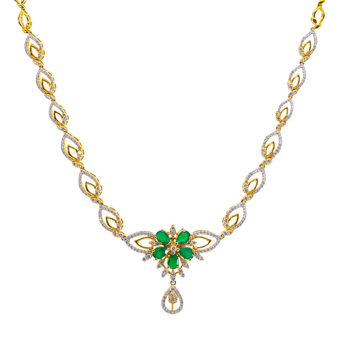 Diamond Floral Necklace from GRT Jewellers - South India Jewels | Diamond  necklace designs, Diamond pendants designs, Diamond necklace set