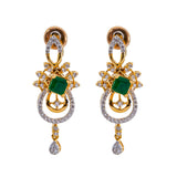 18K Gold Diamond Jewelry Set (41.6gm) | This exquisite 18K gold jewelry set has beautiful diamonds and green emeralds. The 18K gold emera...