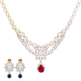 18K Gold Diamond Jewelry Set (40.2gm) | 
Add a decadent layer of shimmer and shine to your ears and neck with this magnificent 18 karat g...