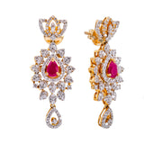 18K Gold Diamond Jewelry Set (48.6gm) | 
This gorgeous 18 karat gold necklace and earring set is flush with glimmering diamonds and ruby ...