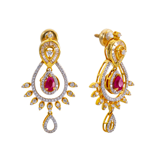 18K Gold Diamond Jewelry Set (35.2gm) | Add the sophistication of diamonds and rubies to your favorite formal or traditional outfits with...