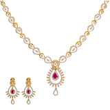 18K Gold Diamond Jewelry Set (35.2gm) | Add the sophistication of diamonds and rubies to your favorite formal or traditional outfits with...
